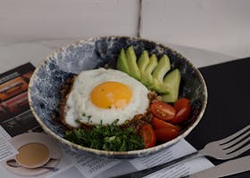 Egg and Vegetables on Plate